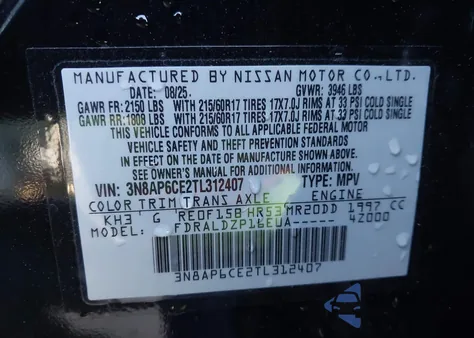 2026 Nissan Kicks Sv z USA, uszkodzony, nr VIN 3N8AP6CE2TL312407